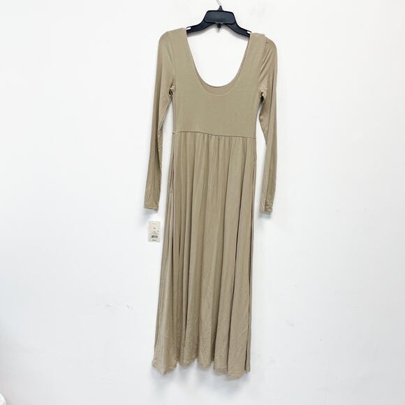 A New Day Women's Long Sleeve Knit Ballet Maxi Dress Tan Size Medium - Picture 3 of 6